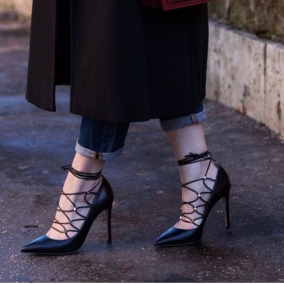 Valentino - Black Lace up Pumps - Picture 1 of 16